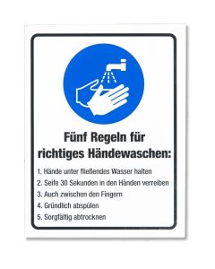 Aufkleber "5 Regeln für Händewaschen"